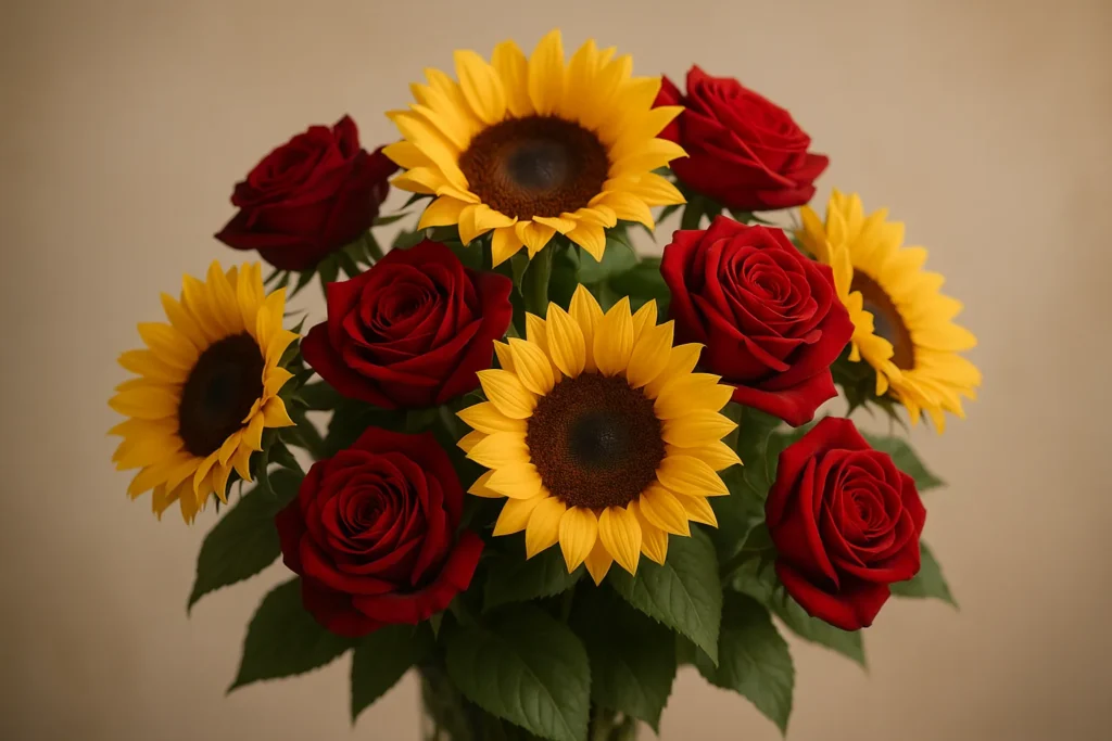 Sunflowers and Roses