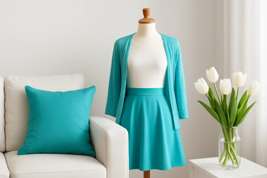 white with turquoise