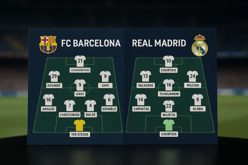 fc barcelona vs real madrid lineups