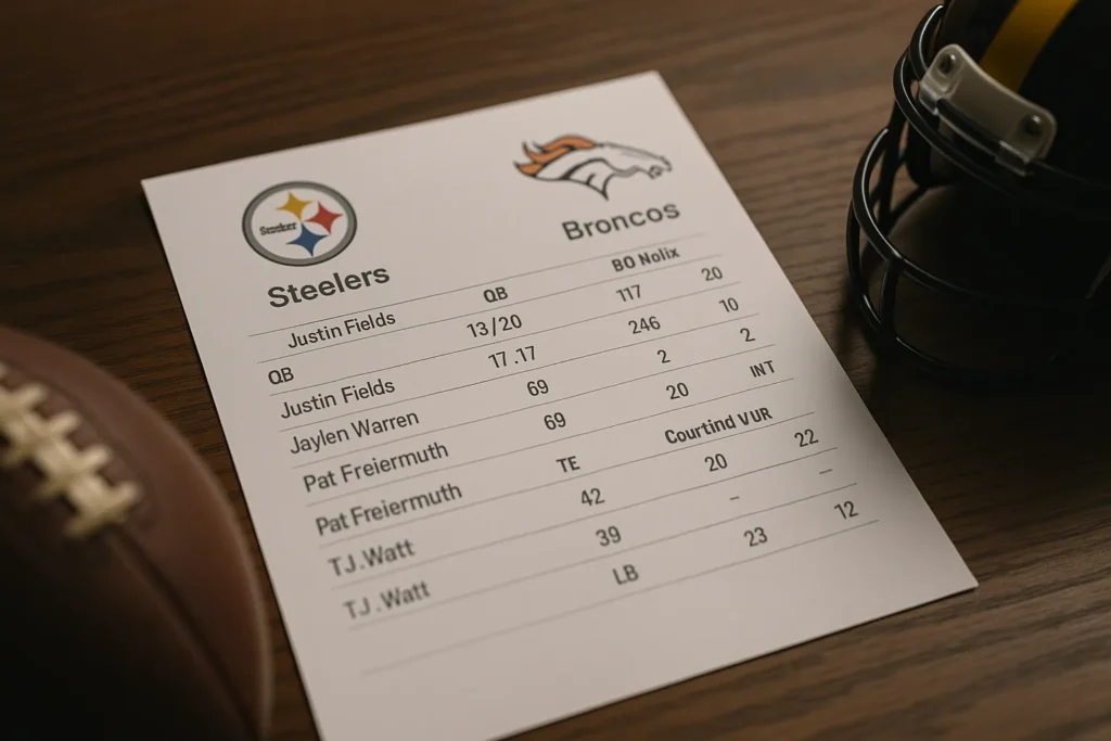 steelers vs denver broncos match player stats