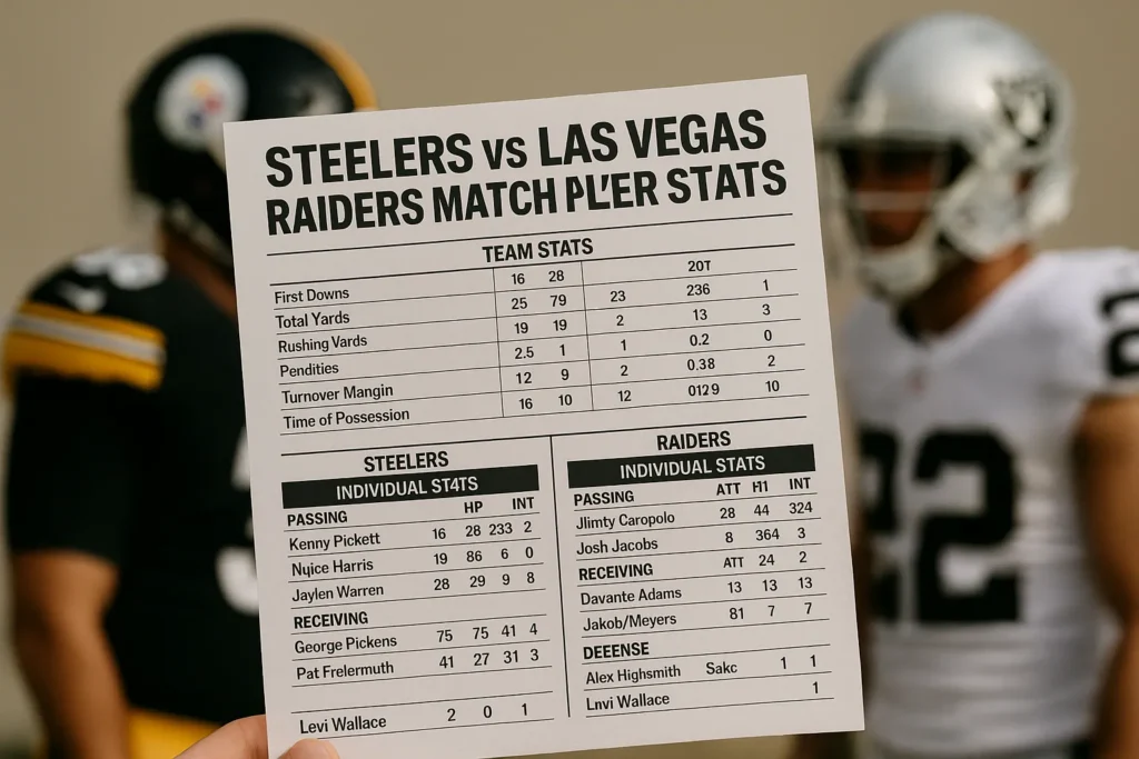 steelers vs las vegas raiders match player stats