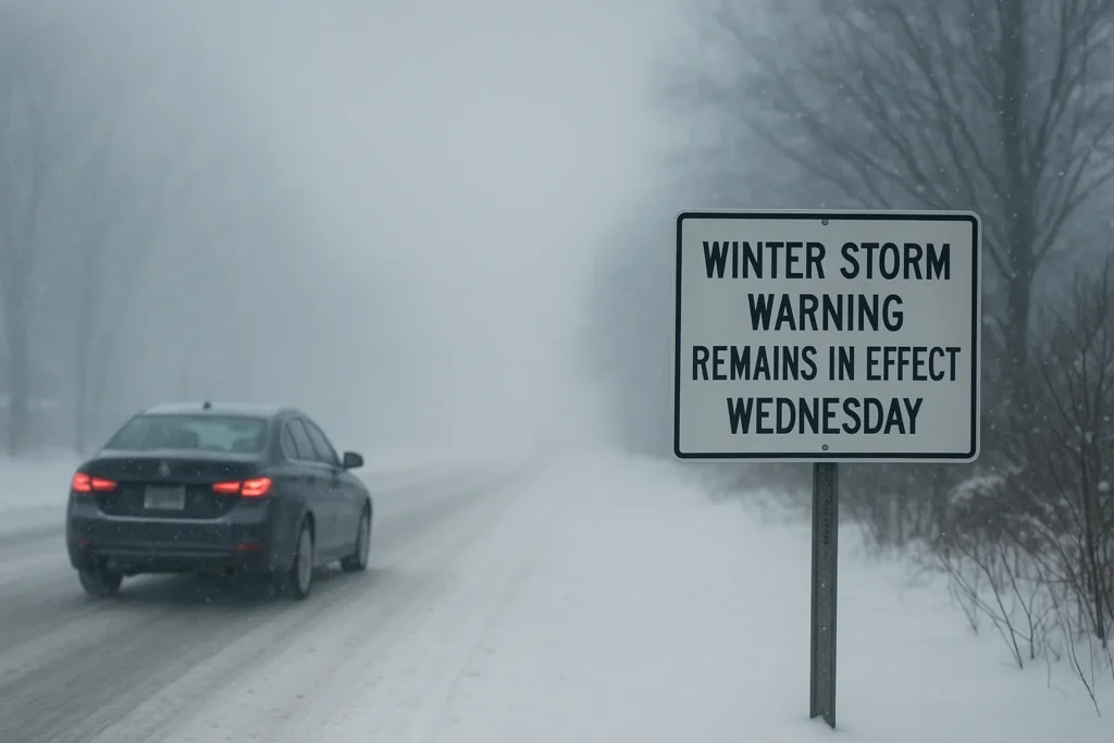 winter storm warning remains in effect wednesday.